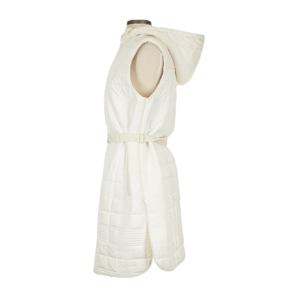 BOSS Hugo Boss Quilted Puffer Vest Dress NWT 4 Hooded Belt Water Repellent Ecru - Picture 2 of 12